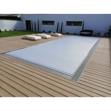 Silvrig metallpooltäckning med ribbad textur för AquaTop nersänkt 400 3.5m bredd