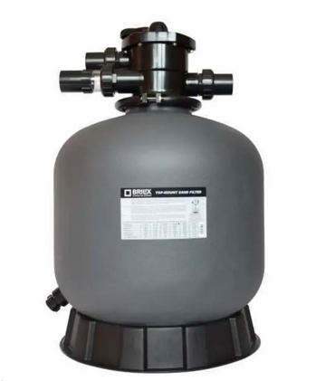 Grå Brilix P350 sandfilter med svart topp och ribbad bas
