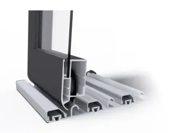 Dubbla skenor för pooltak Klasik i svart och silver aluminium, snittvy