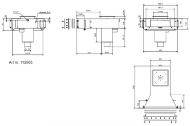 Rostfritt syrafast ventilationskanal med intern fläkt, teknisk ritning