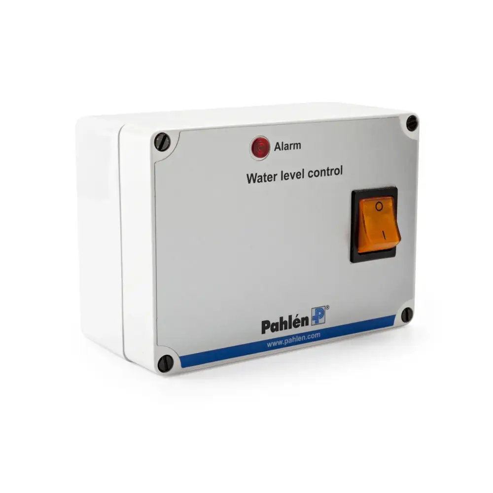 Vit Pahlén nivåvakt SNR-1609 med röd indikator och vippekontakt