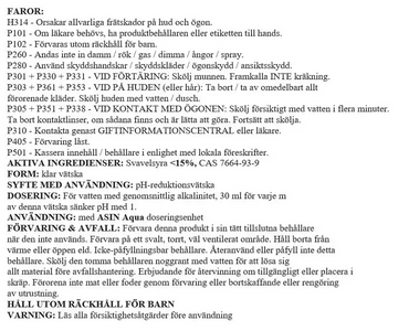 Flytande 20L poolkemikalie Faror pH-reducerare för balanserat poolvatten