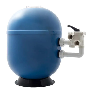 Blå sfärisk SANDFILTER VIENNA-II 620 poolfilter med transparent lock för privata pooler