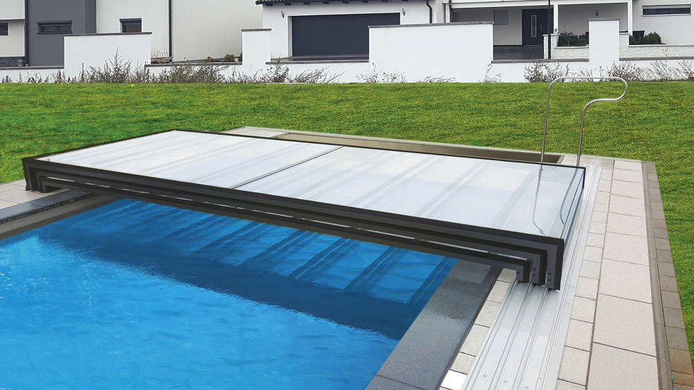 Pooltag Master PLUS 5×10 enkelt skinne, 6 mm klar plast
