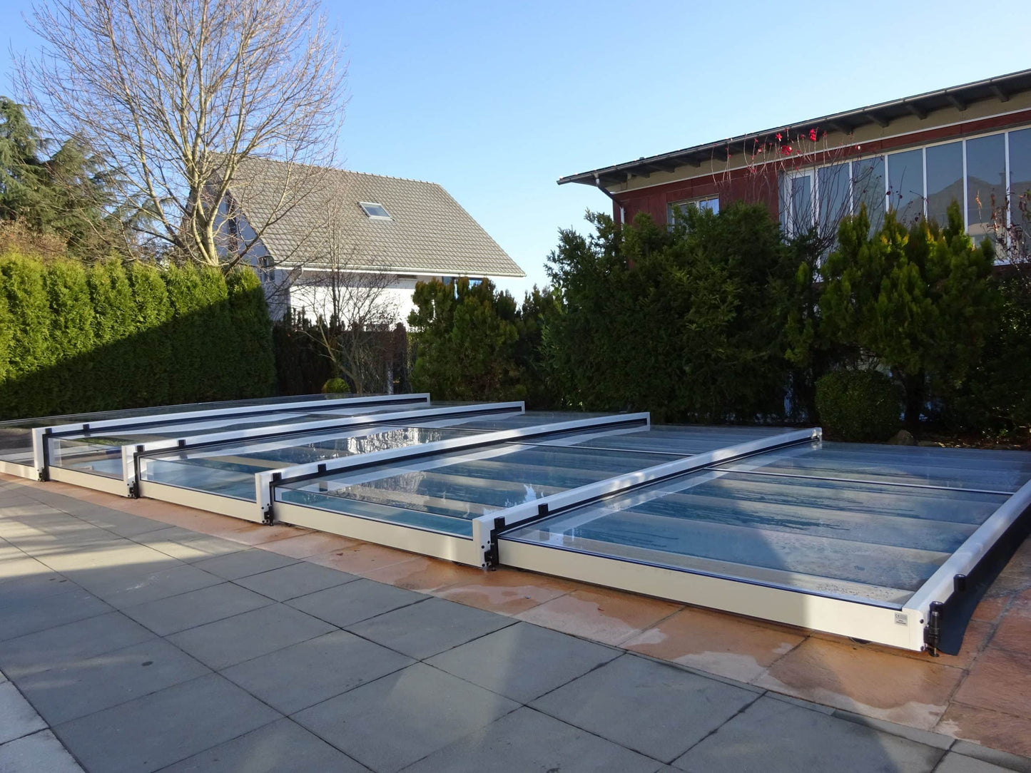 Pooltag Master PLUS 5×10 enkelt skinne, 6 mm klar plast