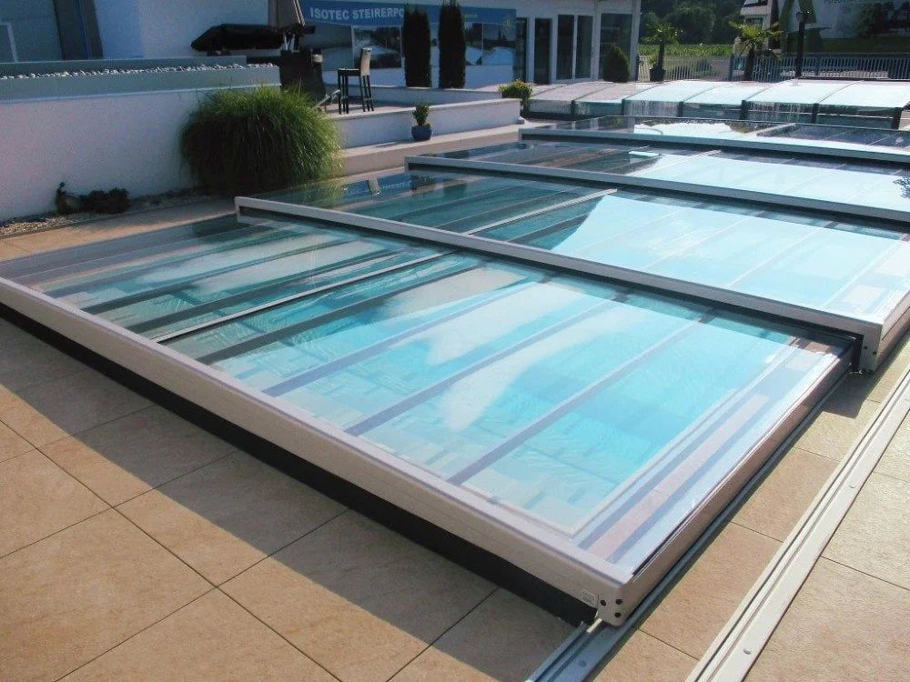 Pooltag Master PLUS 5×10 enkelt skinne, 6 mm klar plast