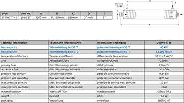 Titan Värmeväxlare D-NWT-TI 45 titanmodell med maximal energieffektivitet för pool