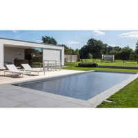 Modern AquaTop Nersänkt 400 pool med mörkblå kakel och grå kanter, extern motor, 60x14mm