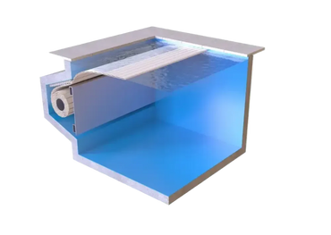 Blå Aquatop nersänkt pool med extern motor, 60x14mm ram och filtrering