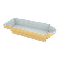 Gul rektangulär glasfiberpool Barbados 9,40m x 3,70m med vit insida och kurvig trappa