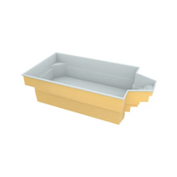 Medelstor glasfiberpool Grenada med vit ram, gul och grå rektangulär pool