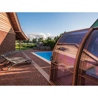 Böjd transparent glasfiberpool Mini Victoria 4,20m x 2,70m med träram