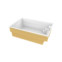 Gul glasfiberpool Mini Victoria 4,20m x 2,70m med trapp och vit insida