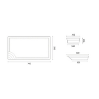 Glasfiberpool Papeete med rektangulär bricka i ljus material och kurvig dekoration