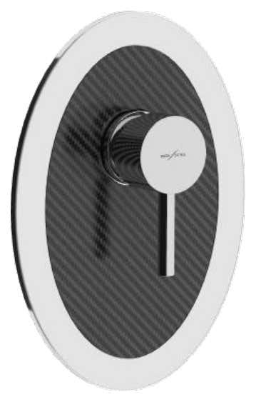 Inoxstyle Carbon Mix O väggblandare med oval mörk täckplatta – exempel på utförande