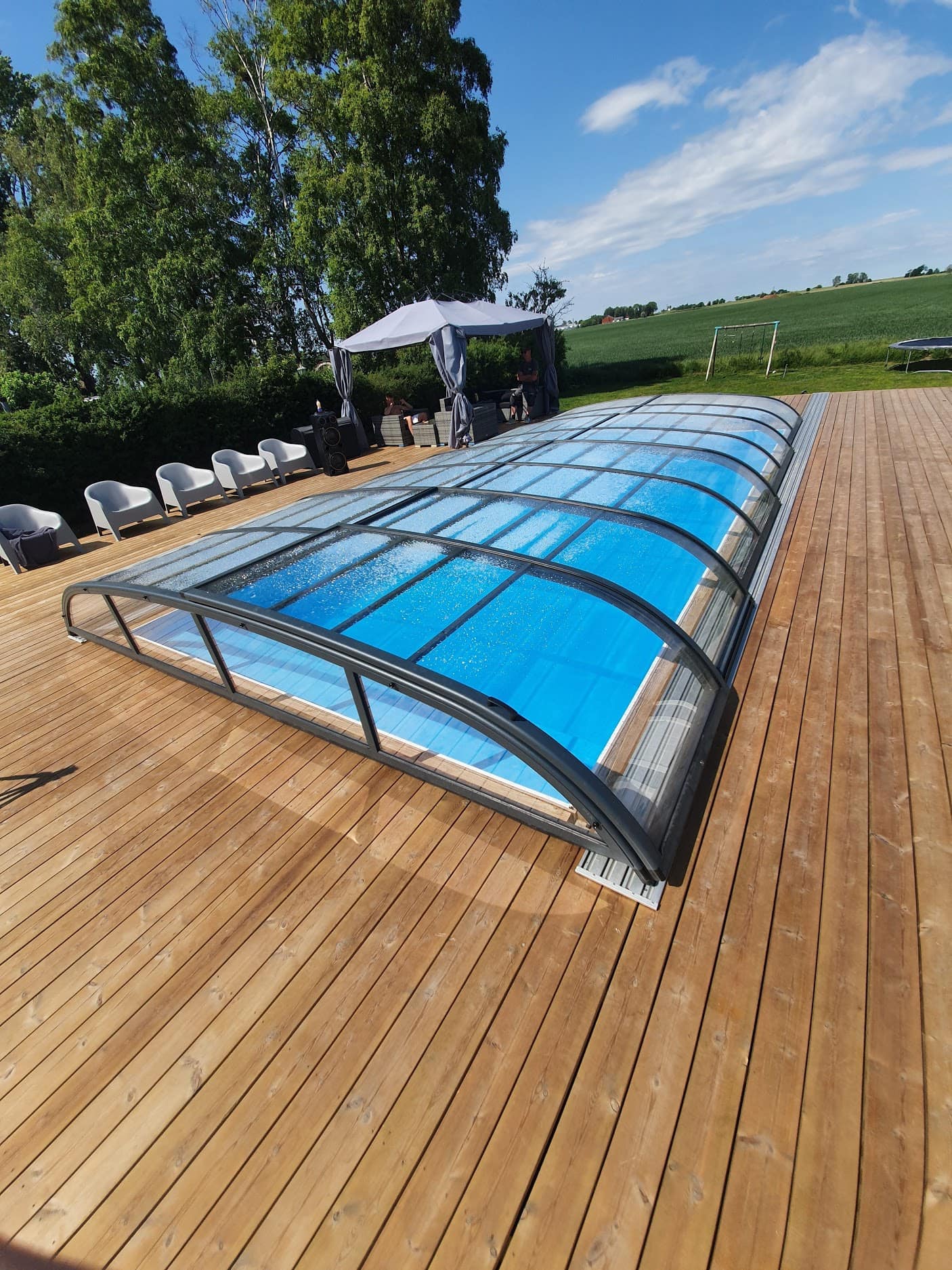 Pooloverdækning NIVO KIT 650B 3×6 (klart glas, sidedør)