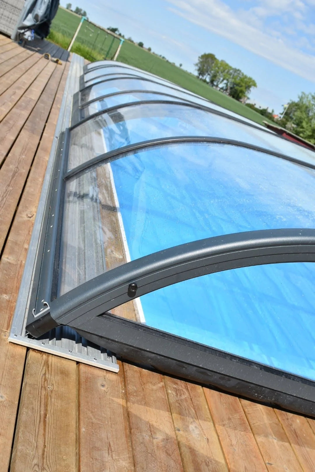 Pooloverdækning NIVO KIT 650B 3×6 (klart glas, sidedør)