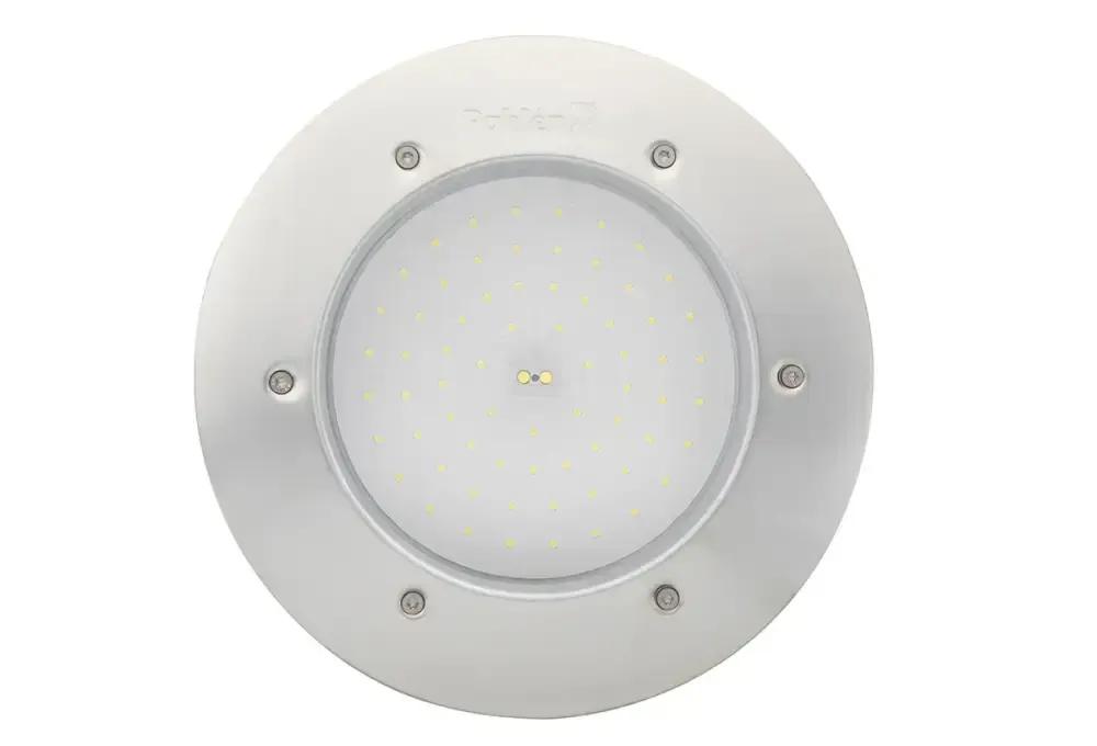 Vit LED-poolbelysning i rostfritt syrafast stål med gula LED:er