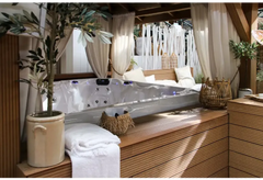 PassionSpa Admire -poreallas – valkoinen sisäpinta, sininen LED-valaistus, musta paneeli