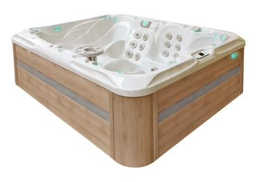 PassionSpa Desire -poreallas – valkoinen puukuvioinen pinta, LED-valaistus, hierontasuuttimet