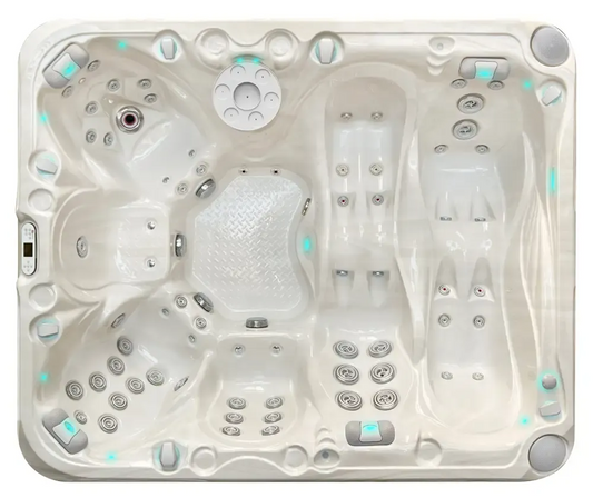 PassionSpa Desire -poreallas – kermanvärinen sisäpinta, istumapaikat, hierontasuuttimet, sininen LED-valaistus