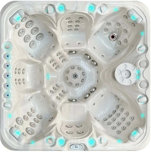 PassionSpa Excite Mighty Wave -poreallas – valkoinen pinta, sininen LED-valaistus, hierontasuuttimet