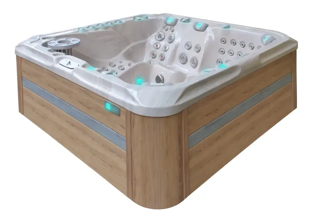 PassionSpa Exhilarate Mighty Wave -poreallas – beige puuverhous, LED-valaistus