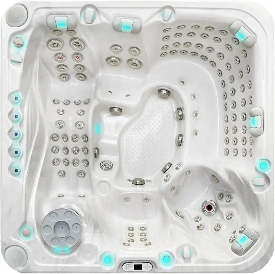 PassionSpa Exhilarate Mighty Wave -poreallas – valkoinen pinta, sininen LED-valaistus, hierontasuuttimet