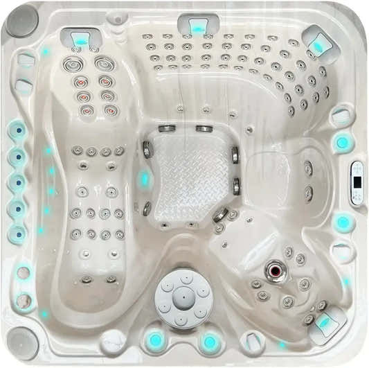 PassionSpa Felicity Mighty Wave -poreallas – valkoinen pinta, valkoinen sisäpinta, LED-valaistus, hierontasuuttimet