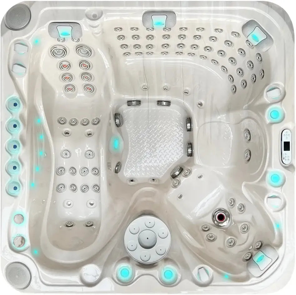 PassionSpa Felicity Mighty Wave -poreallas – valkoinen pinta, valkoinen sisäpinta, LED-valaistus, hierontasuuttimet