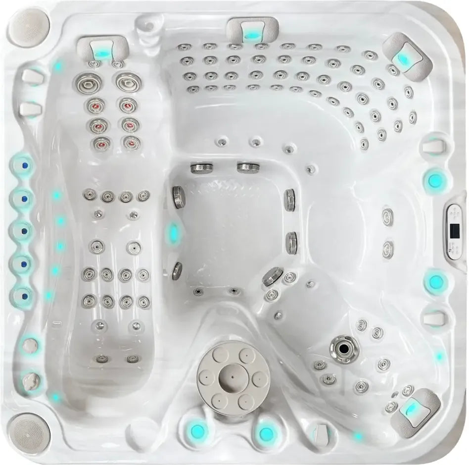 PassionSpa Felicity Mighty Wave -poreallas – valkoinen pinta, valkoinen sisäpinta, LED-valaistus, hierontasuuttimet
