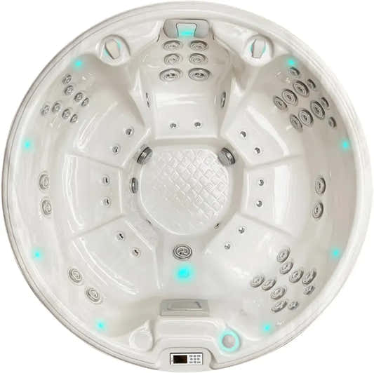 PassionSpa Recharge -poreallas – Pure Collection, valkoinen pinta, sininen LED-valaistus, hierontasuuttimet