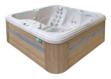 PassionSpa Refresh -poreallas – Pure Collection, beige pinta, puukuvioinen pinta, LED-valaistus