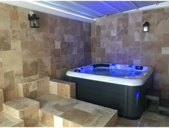 PassionSpa Relax -poreallas – Pure Collection, valkoinen ja musta, sininen LED-valaistus