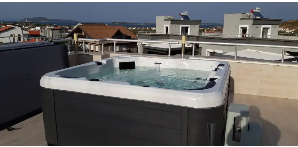 PassionSpa Relax -poreallas – Pure Collection, valkoinen ja tummanharmaa, mustat paneelit