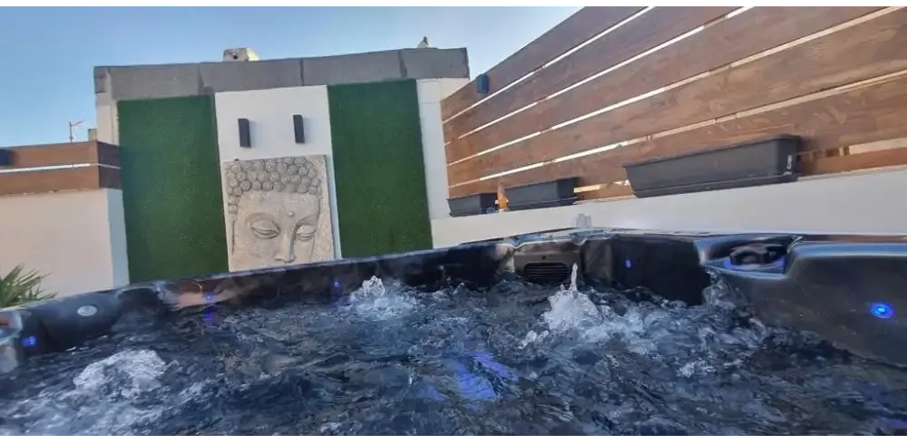 PassionSpa Relax -poreallas – Pure Collection, musta pinta, sininen LED-valaistus, kupliva vesi