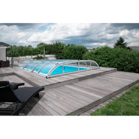 Pooltak Dallas 3x6 i klar kanalplast över blå pool