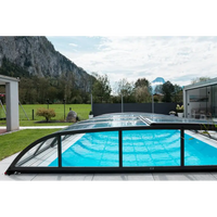 Pooltak Dallas 3x6 i klar kanalplast över blå pool