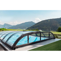 Pooltak Dallas med svart ram över blå pool