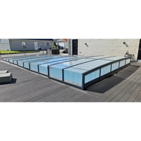 Pooltaket Icon med sarg klarplast antracit, modern svart ramad glaspooltak