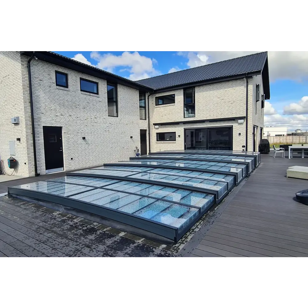 Moderna glastakpaneler i Pooltaket Icon 4x8 Uden över trädeck