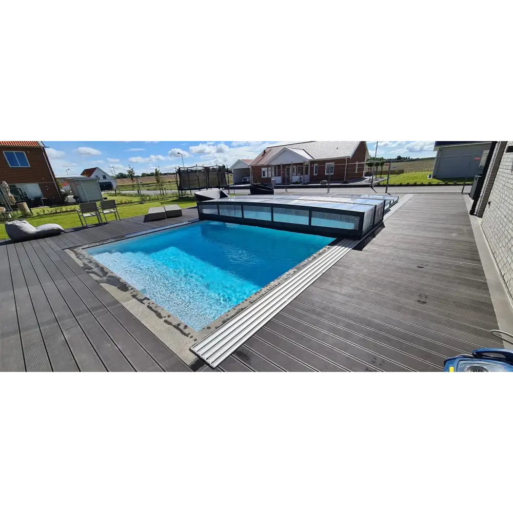 Pooltaket Icon 4x8 uden med rektangulärt glastak i blått vatten