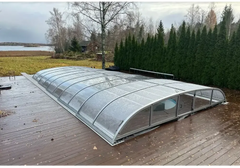 Nivo Kit -allaskatos – kirkkaat paneelit, hopeanvärinen kehys, metallikehys, kaareva muotoilu