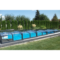 Pooltak Special 4x10 utan sarg, klarplast, antracit ram, blå poolvatten