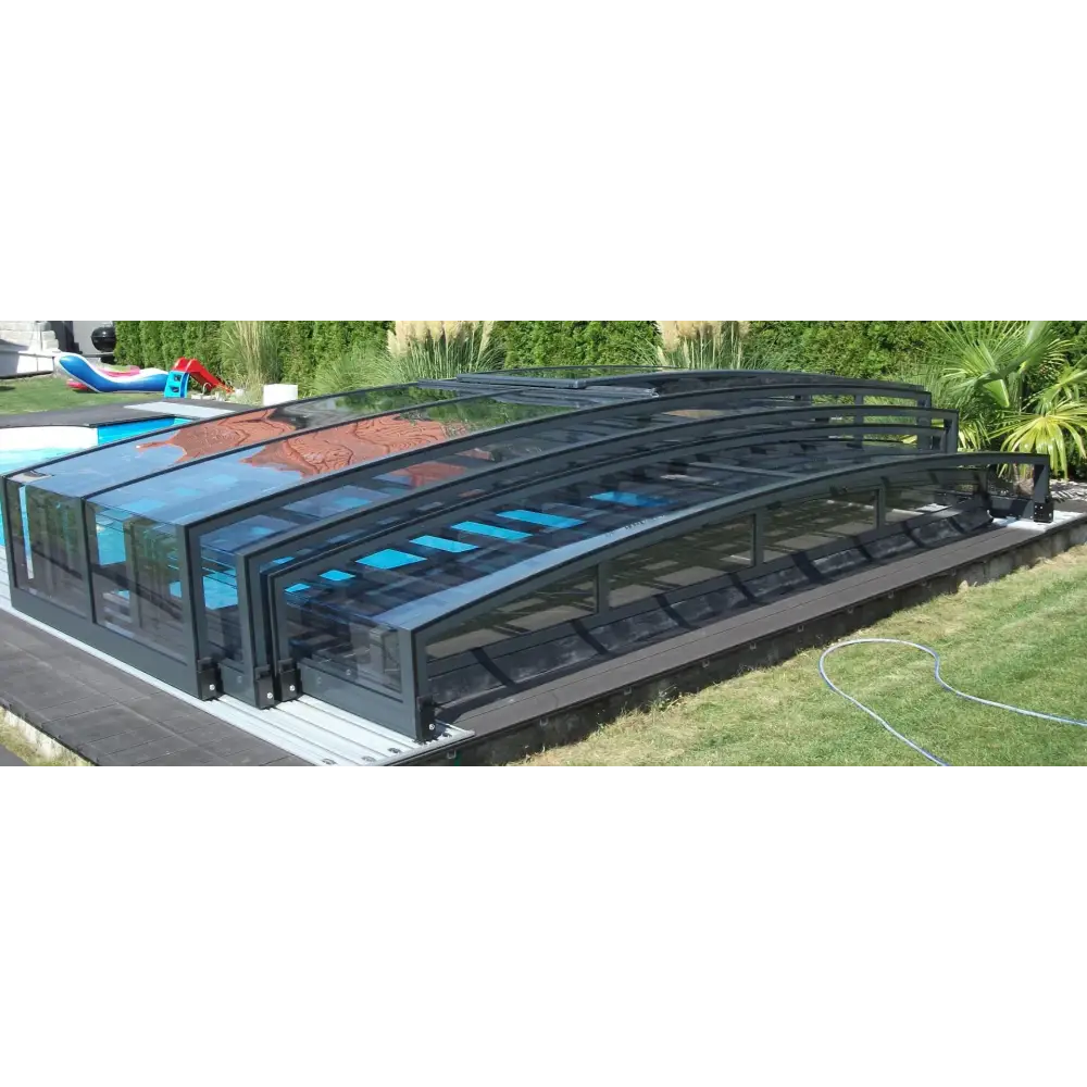 Pooltak Special 4x10 med svart ram och klarplastpaneler