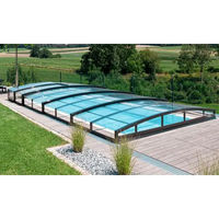 Modern Pooltak Special 5×10 med klarplast, sidodörr och antracit RAL7016-profiler
