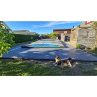 Pooltak Sydney 4x7 med transparent glastak över pool