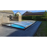 Pooltak Sydney 4x7 med modern böjd glas och antracit ram