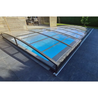 Moderat svart pooltak Sydney 4x7 med glas och kurvad design