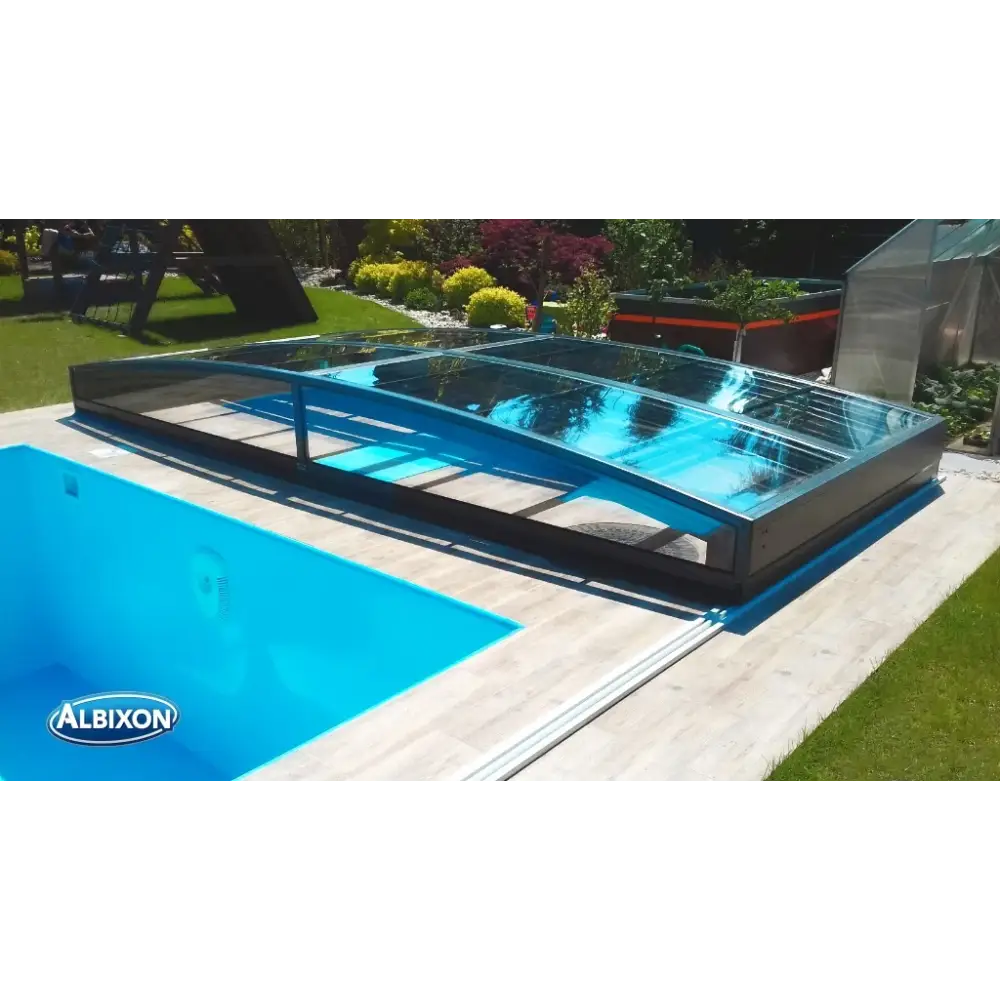 Pooltak Sydney 4x7 med modern glas och antracit ram från Albixon